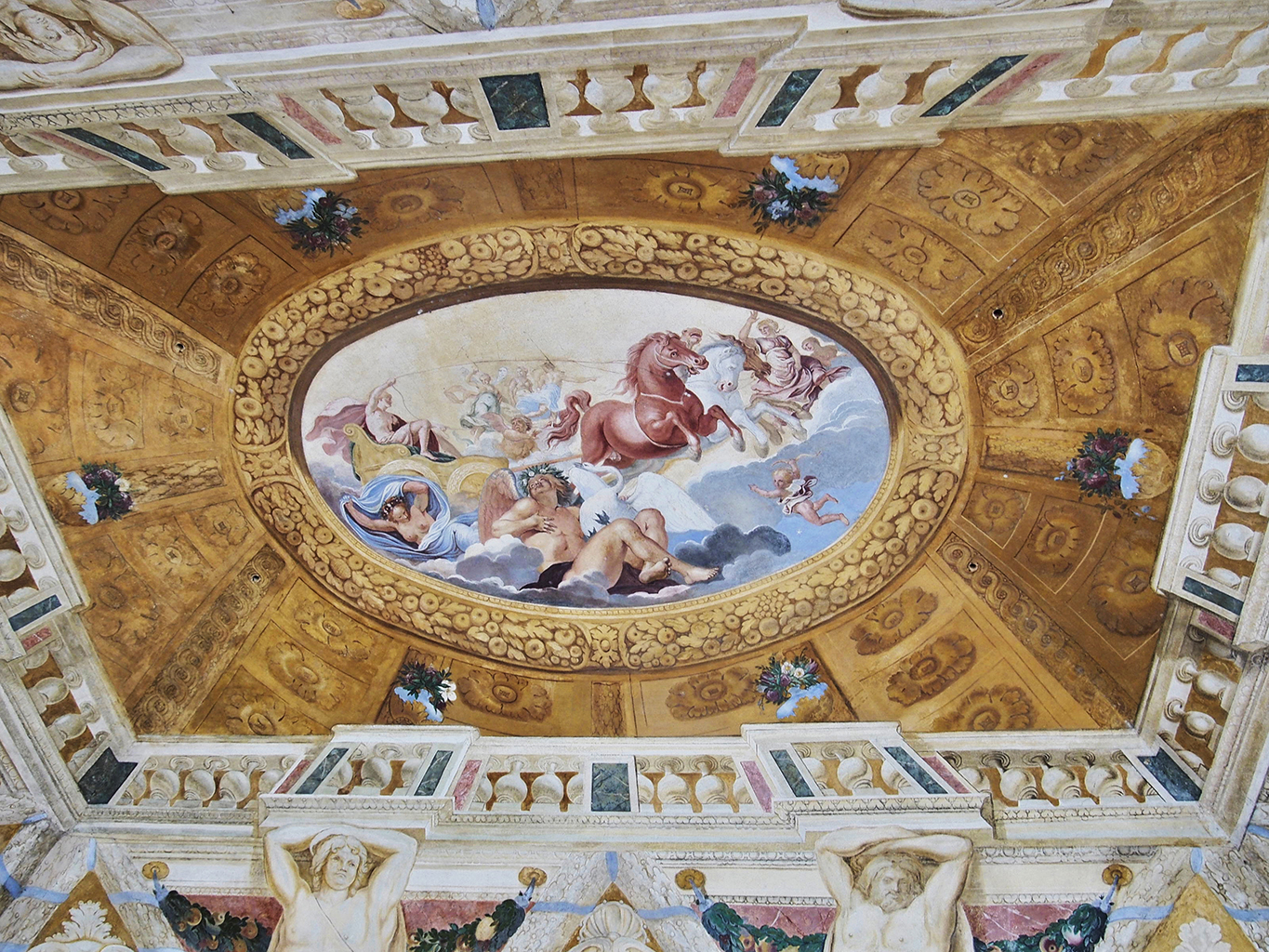 Barokní výmalba stropu v sala terreně